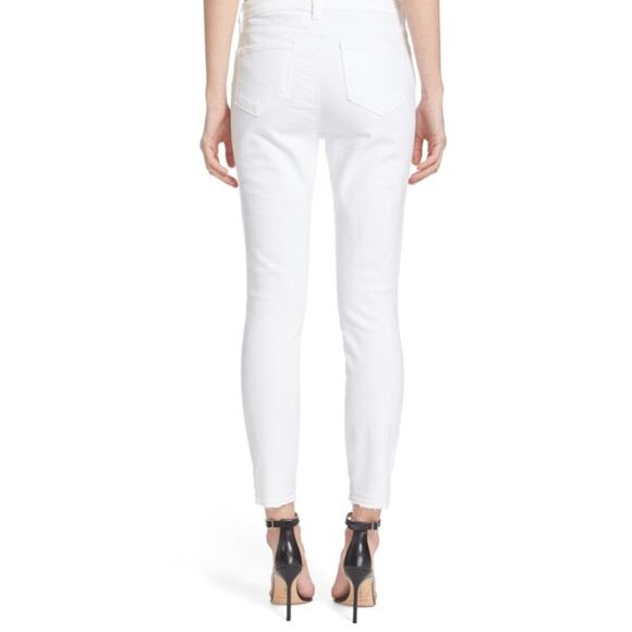 L'Agence Margot Japanese Denim High Rise Skinny Leg Jean Blanc White Resort - Picture 12 of 12